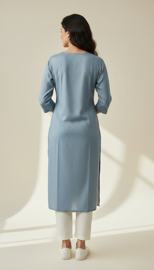 Azure Textured Rayon Kurti