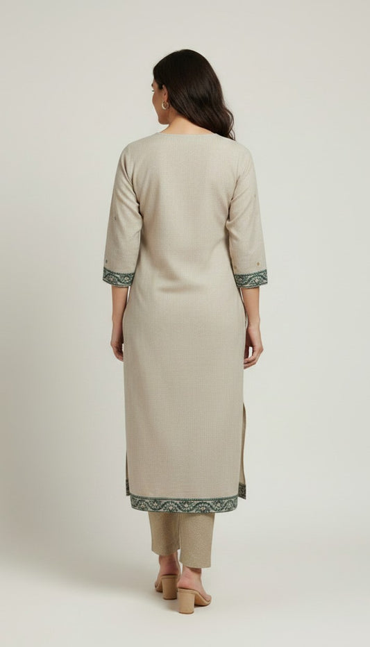 Earthy Sage Woven Silk Kurti