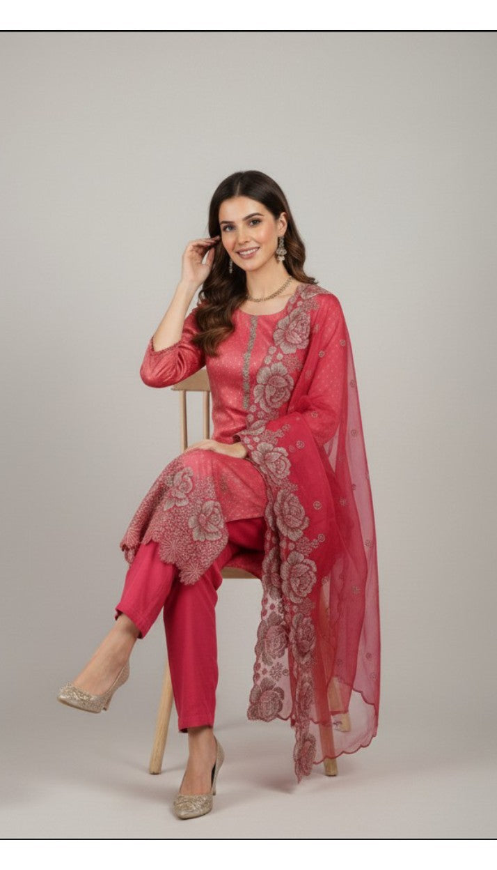 Blushing Elegance Embroidered Salwar Suit Set