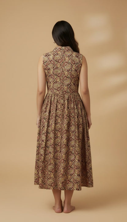 Kalamkari Paisley Printed Cotton Shirt Dress