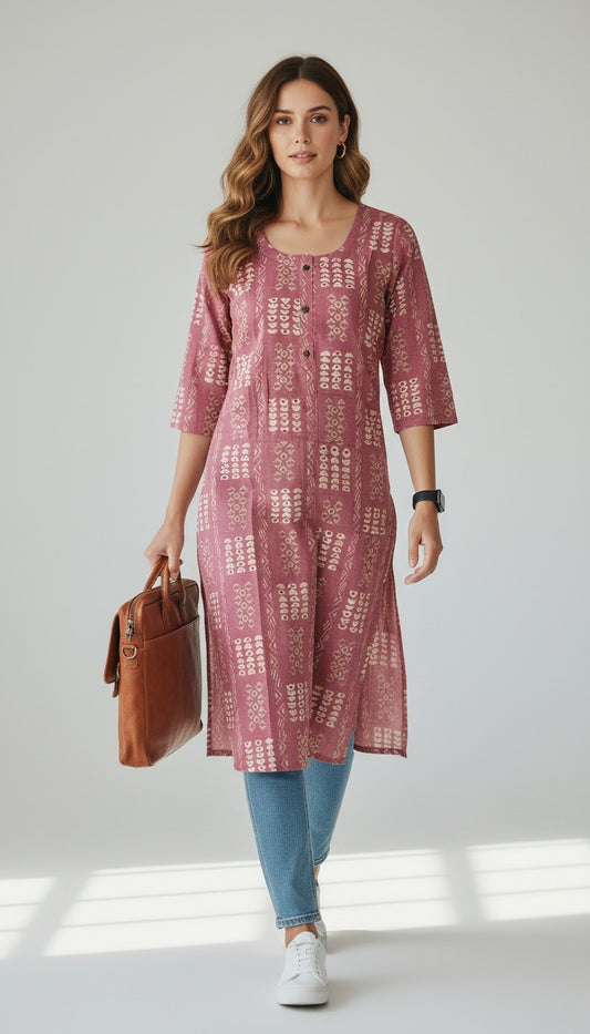 Blush Geometric Print Capsule Kurti
