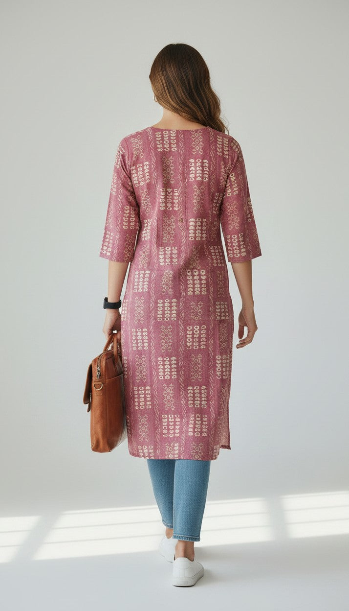 Blush Geometric Print Capsule Kurti