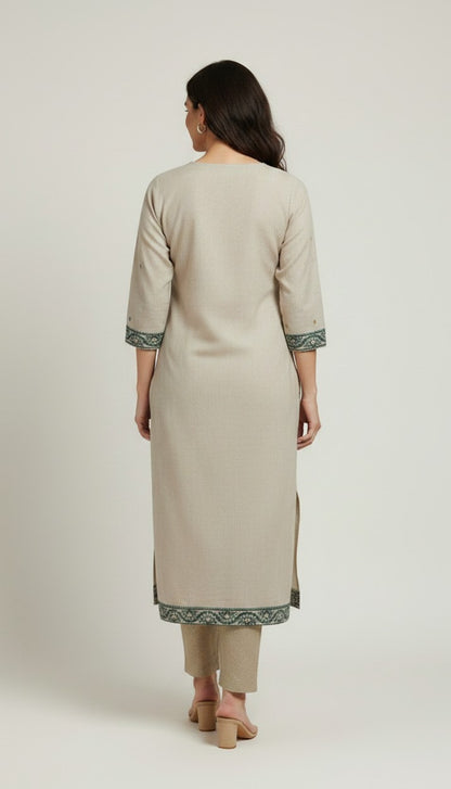 Earthy Sage Woven Silk Kurti