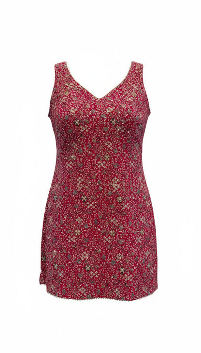 Raspberry Pink 3-Piece Gharara Set – Sleeveless Floral Embroidered Kurti with Matching Gharara & Dupatta